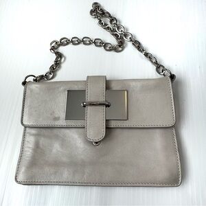 Furla Elegant Gray Leather Chain Bag